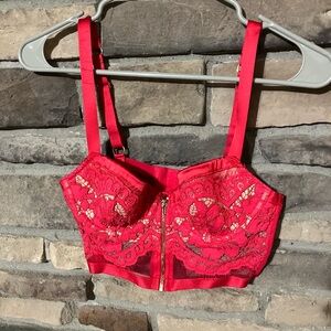 Victoria's Secret Scarlet Lace Front-Zip Bra